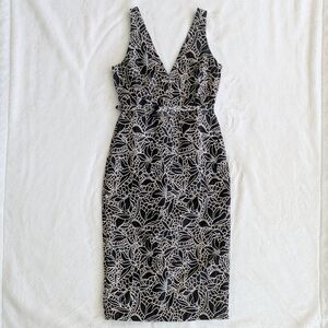White House Black Market Black All-Over Lace Midi Sheath Dress Size 2 Petite NWT